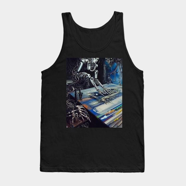 Cyborg Robot Painter Gothic Tank Top by Horton Cyborgrobot